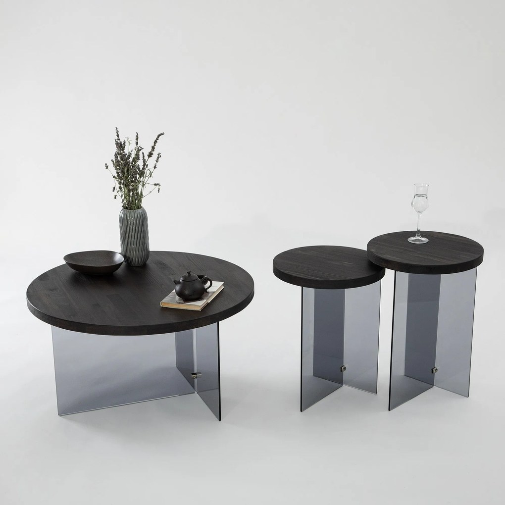 Conjunto de Mesas de Café Serenity – Antracite – 35x51 cm / 35x46 cm