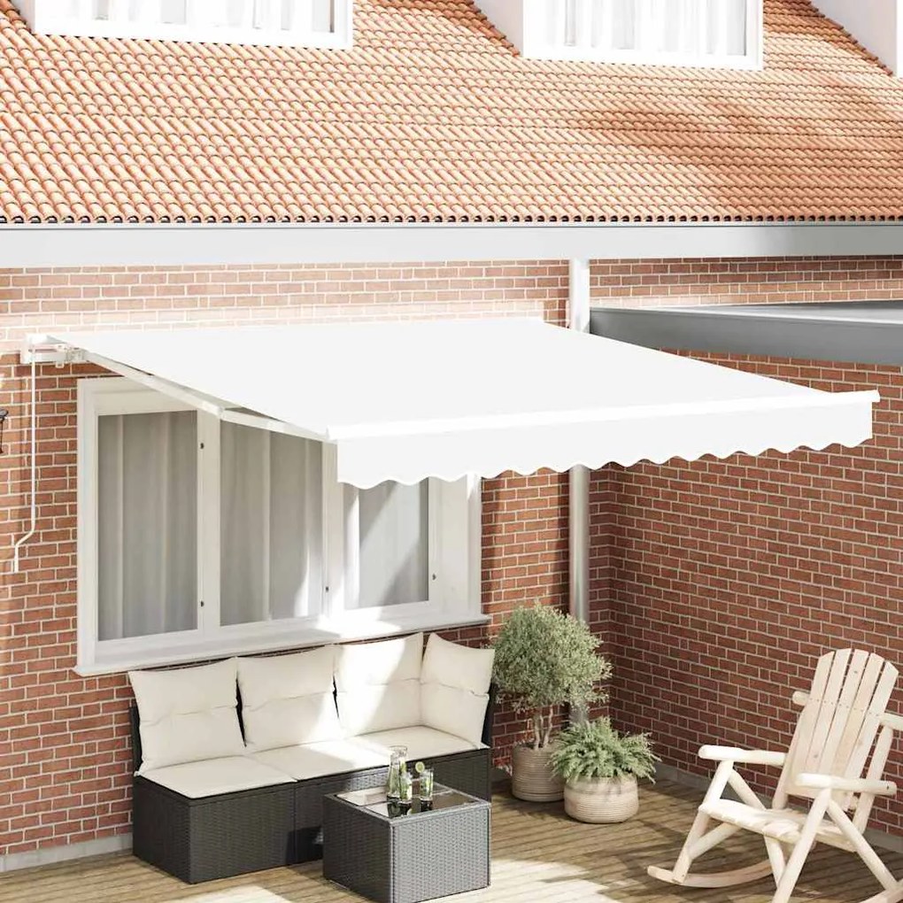 vidaXL Toldo Retrátil Manual Branco 350 x 250 cm Poliéster e Alumínio