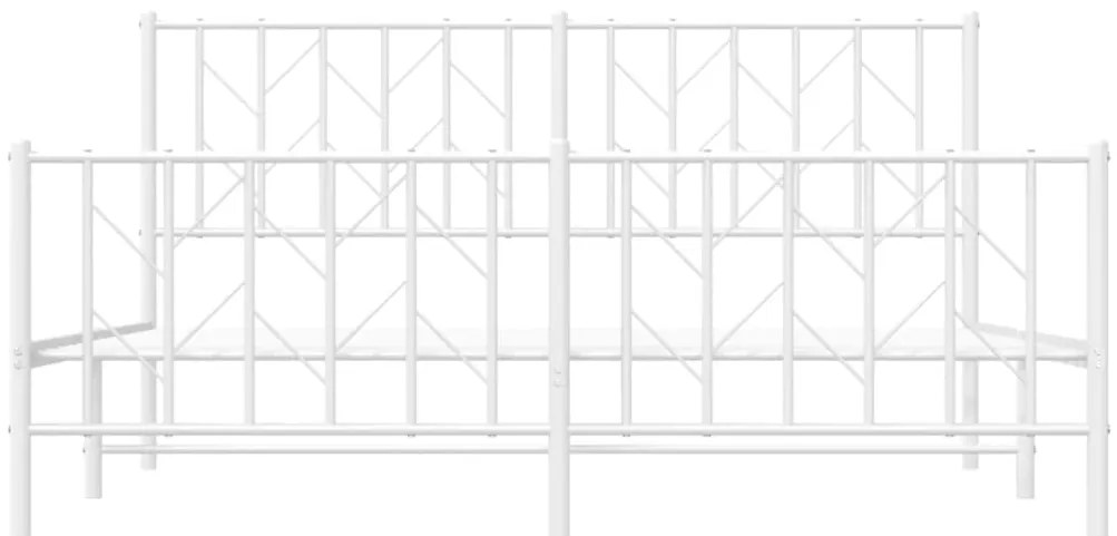 Estrutura de cama com cabeceira e pés 160x200 cm metal branco