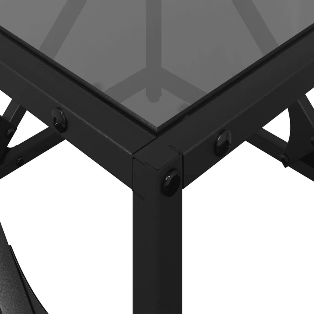 Mesa de centro com topo em vidro preto 50x50x41 cm aço