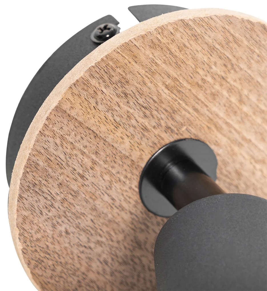 Projetores Art Deco preto com vidro fumê e madeira - Vidro