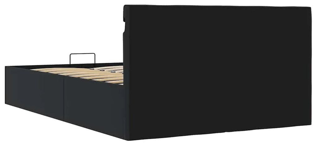 Cama hidráulica LED c/ arrumação 140x200cm couro artifi. preto