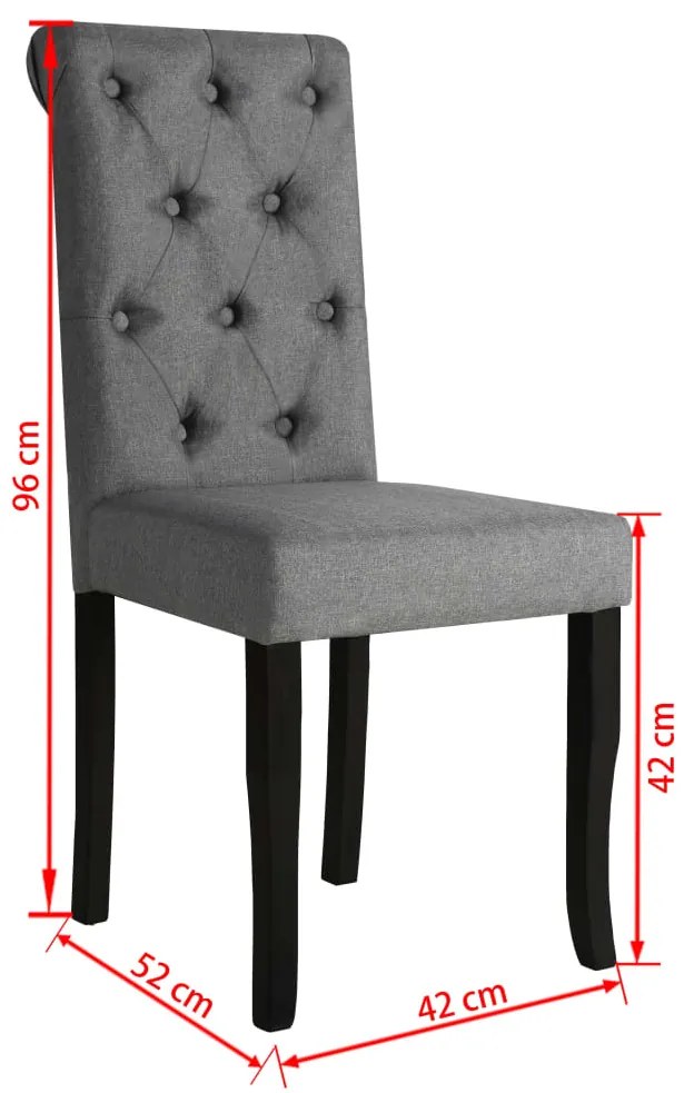 Cadeiras de jantar 2 pcs tecido cinzento-escuro