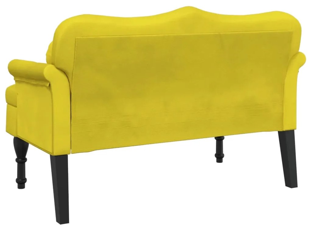 Banco com almofadões 120,5x65x75 cm veludo amarelo