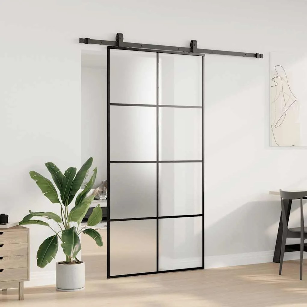 Porta desliz. c/ conj. ferragens 102,5x205cm vidro ESG preto