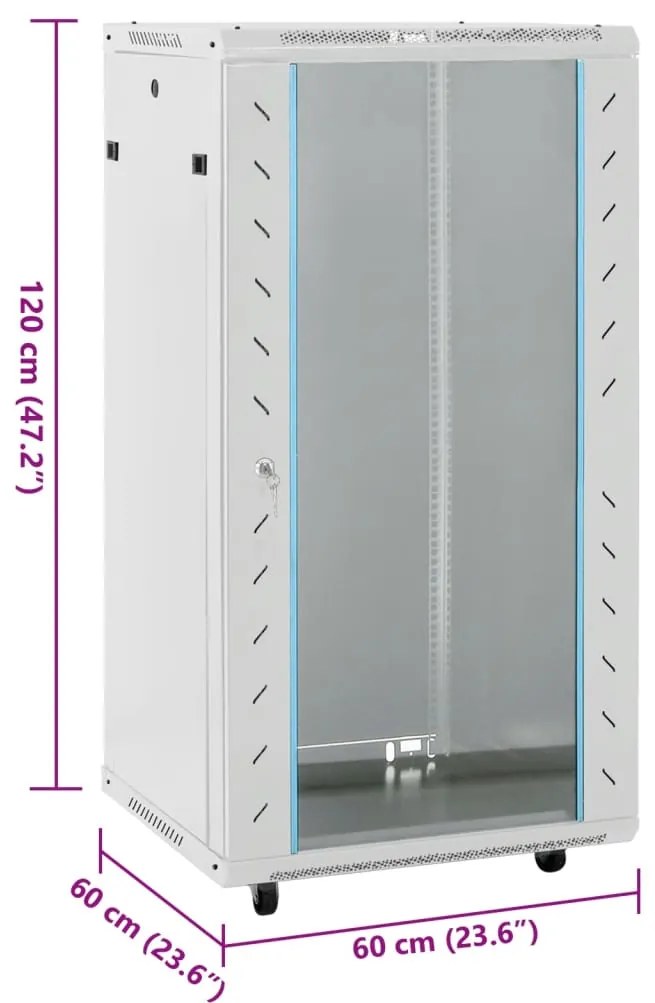 Armário bastidor 15U 19" IP20 60x60x120 cm cinzento