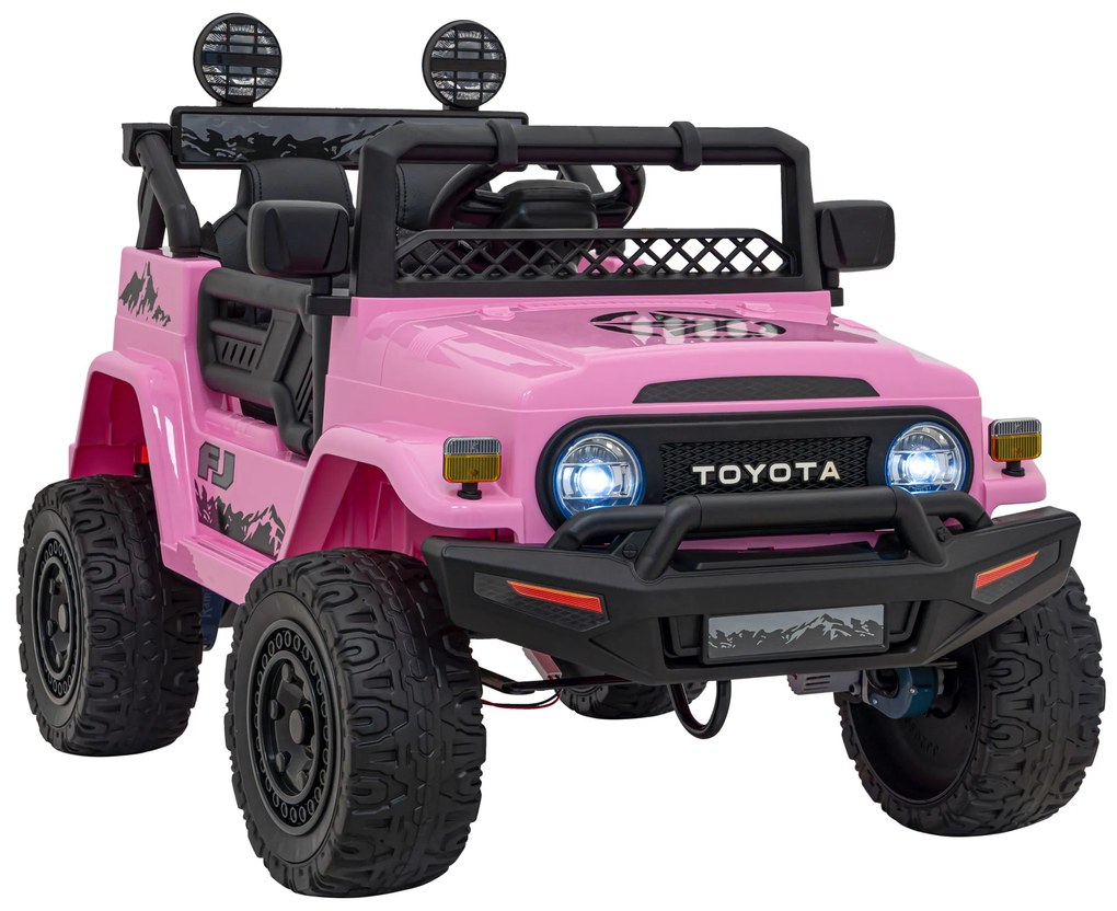 Jipe elétrico para Crianças Toyota FJ Cruiser 12V 4x4, Rodas Espuma EVA, Assentocouro ecológico Rosa