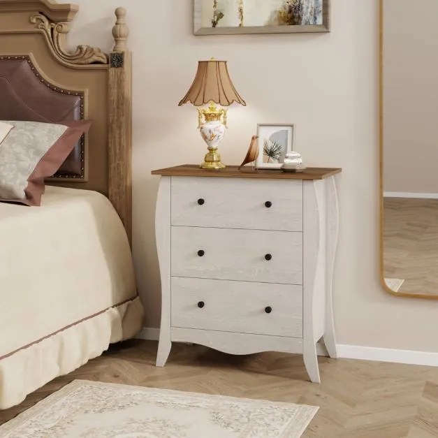 Cómoda de 3 gavetas dobrável em tecido para quarto Cómoda de estilo campestre 67,5 x 38,5 x 76,5 Cinzenta