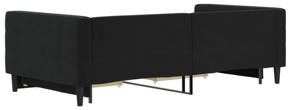 Sofá-cama com gavetão e gavetas 100x200 cm veludo preto