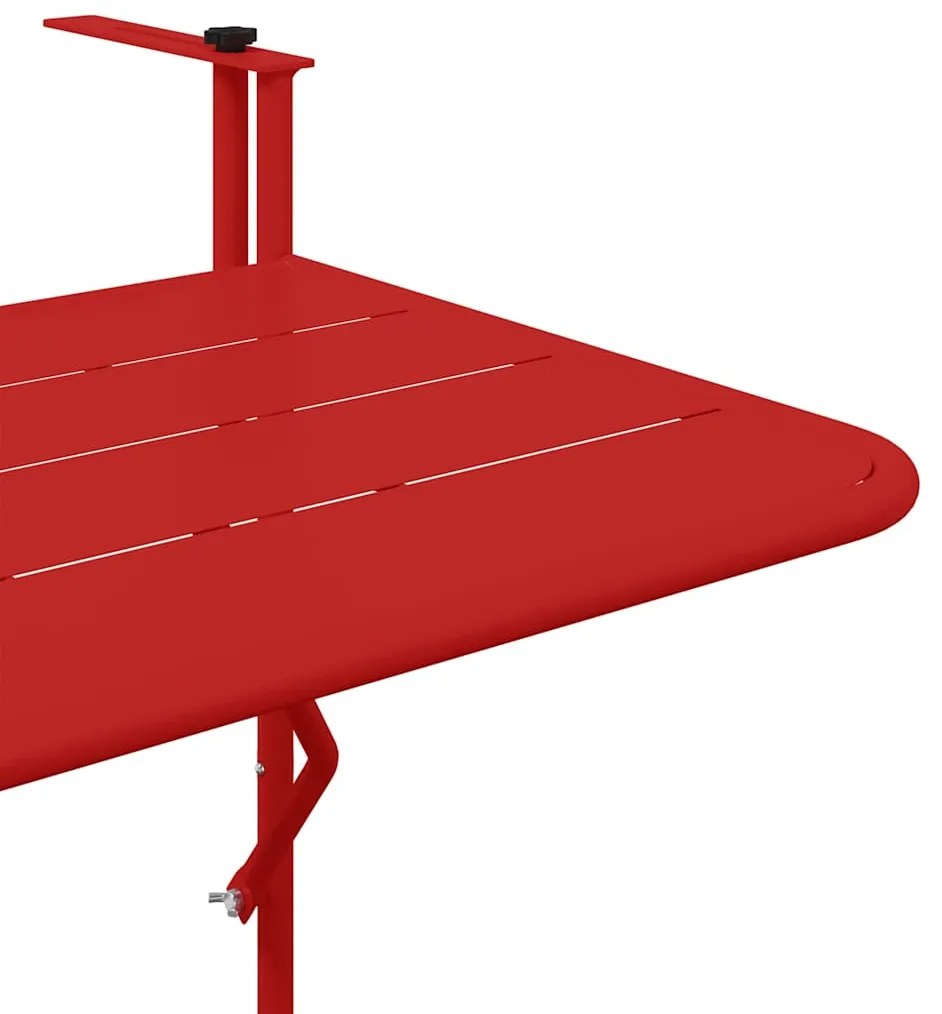 Mesa de Balcão Suspensa vidaXL Dobrável Vermelha 60x40 cm Aço