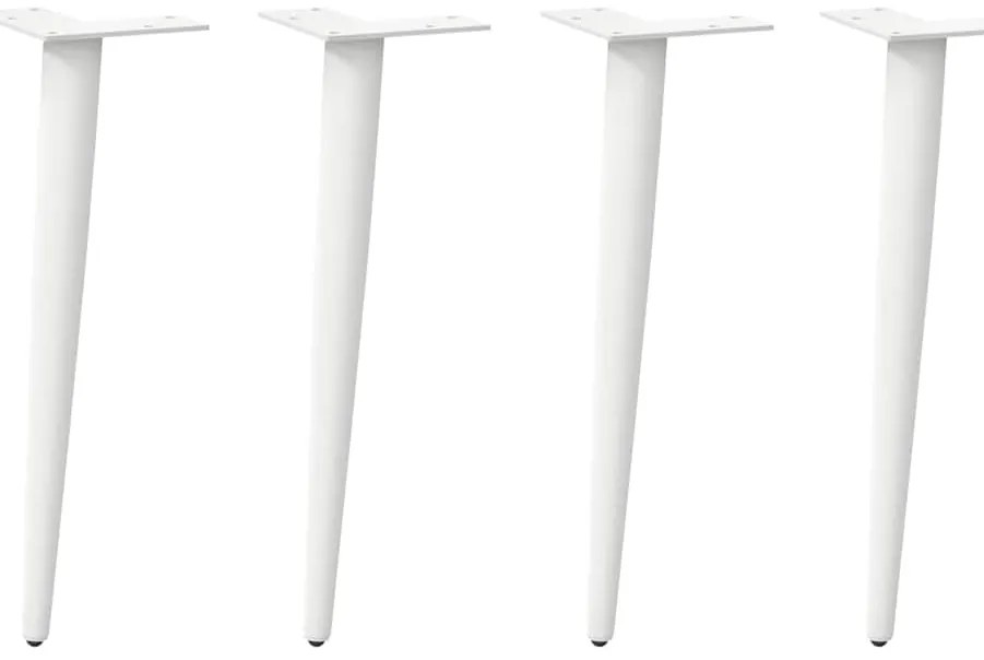 vidaXL Pés para mesa de centro cônicos 4 peças, branco, 30-31 cm, aço