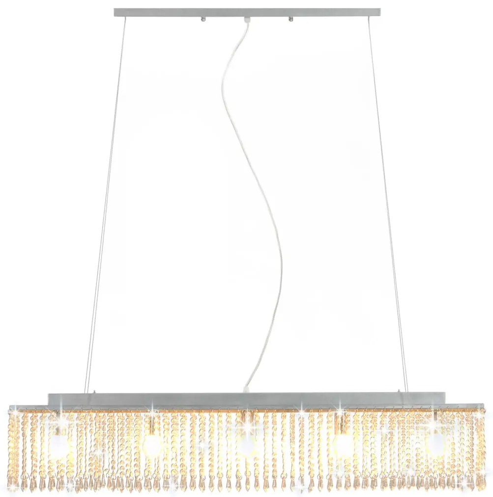 Candeeiro de teto com contas de cristal 104 cm E14 prateado