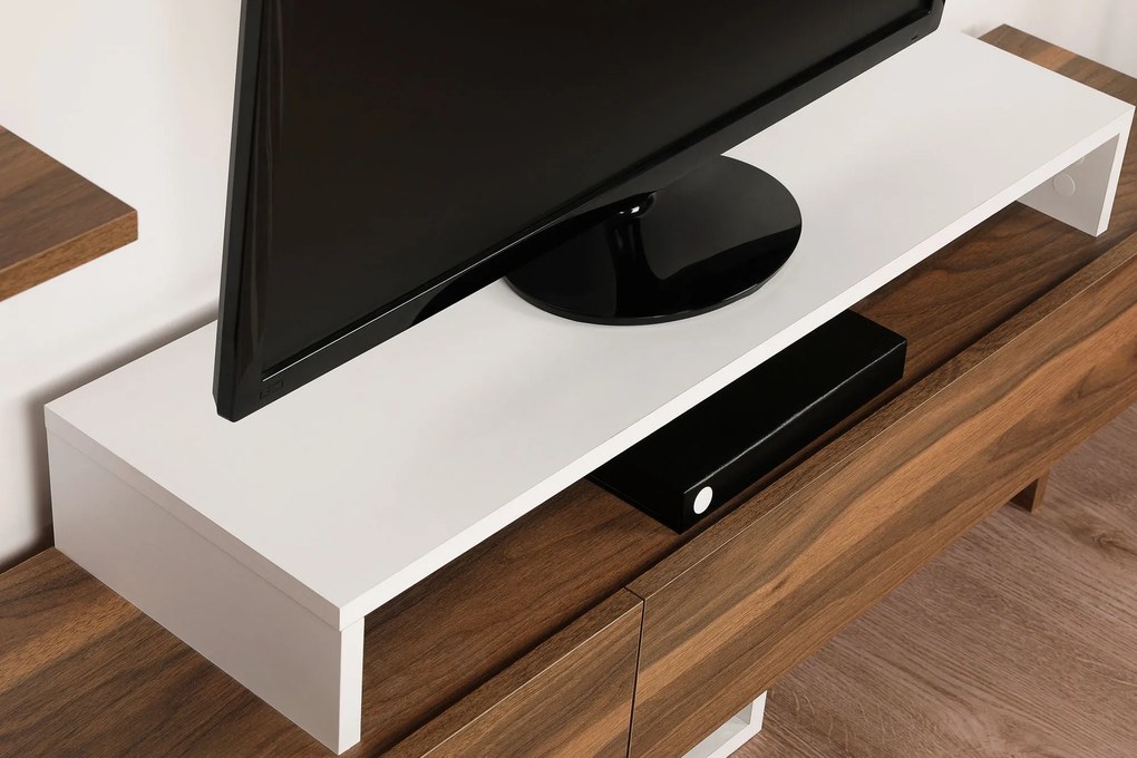 Unidade de TV Nirvana – Branco e Teca – 180x41,7x29,5 cm | Tribo Home