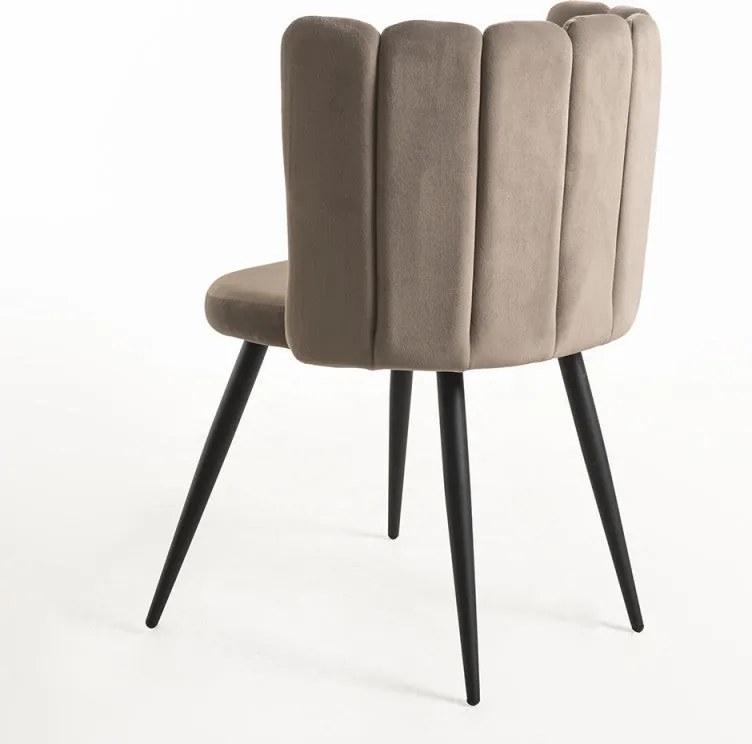 Conjunto de 2 Cadeiras Hawa em Veludo Bege Acastanhado - Design Modern