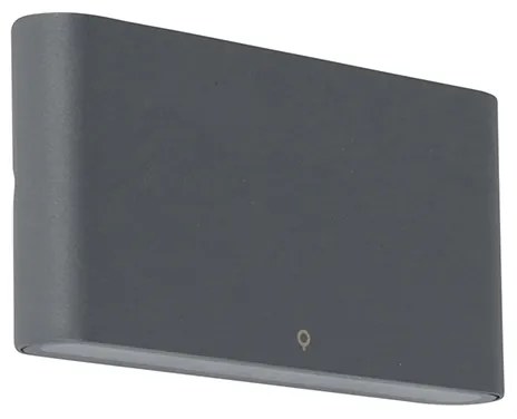 Candeeiro de parede exterior cinzento escuro 17,5 cm com LED IP65 - Batt