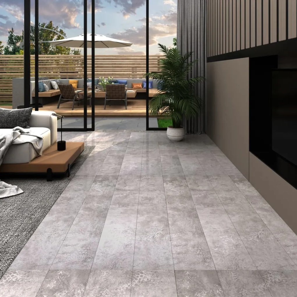 330194 vidaXL Tábuas de soalho PVC autoadesivo 5,21 m² 2 mm cinzento terra
