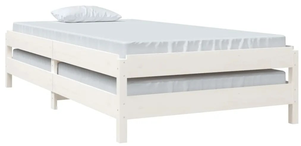 Cama empilhável 80x200 cm madeira de pinho maciça branco