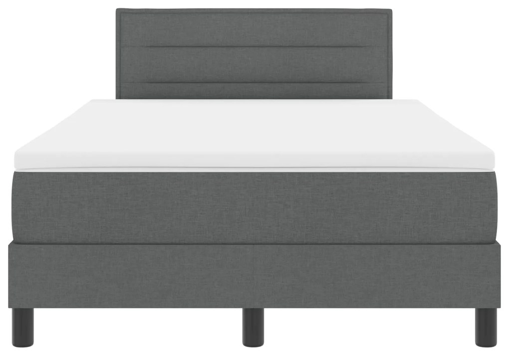 Cama Box Spring com Colchão & LED Cinza Escuro 120x190 cm Tecido