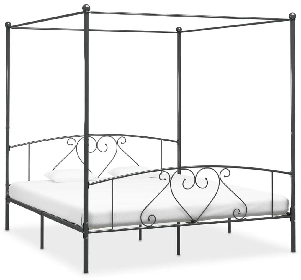 284446 vidaXL Estrutura de cama com dossel metal 200x200 cm cinzento