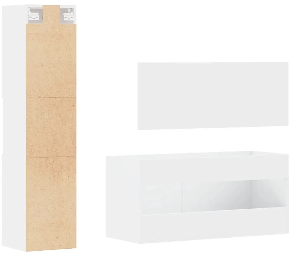 3 pcs conjunto móveis casa de banho derivados de madeira branco