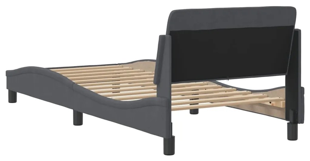 Estrutura de cama sem colchão 90x200 cm veludo cinzento-escuro