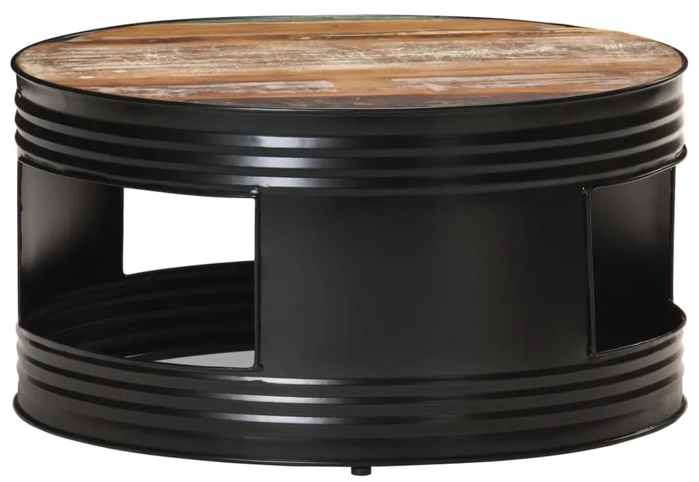 Mesa de centro 68x68x36 cm madeira recuperada maciça preto