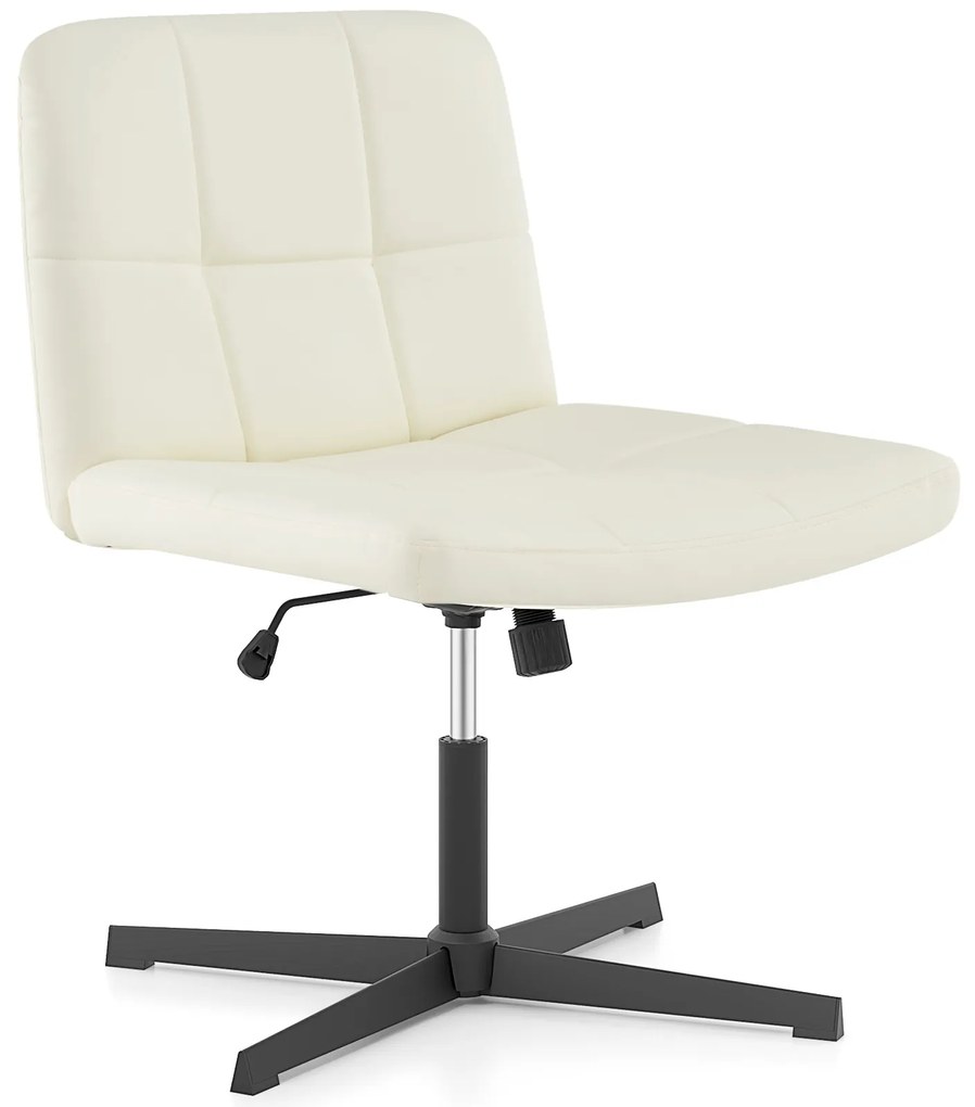 Cadeira de escritório estofada em couro sintético com pernas cruzadas e assento grande em formato de U para escritório doméstico - marrom