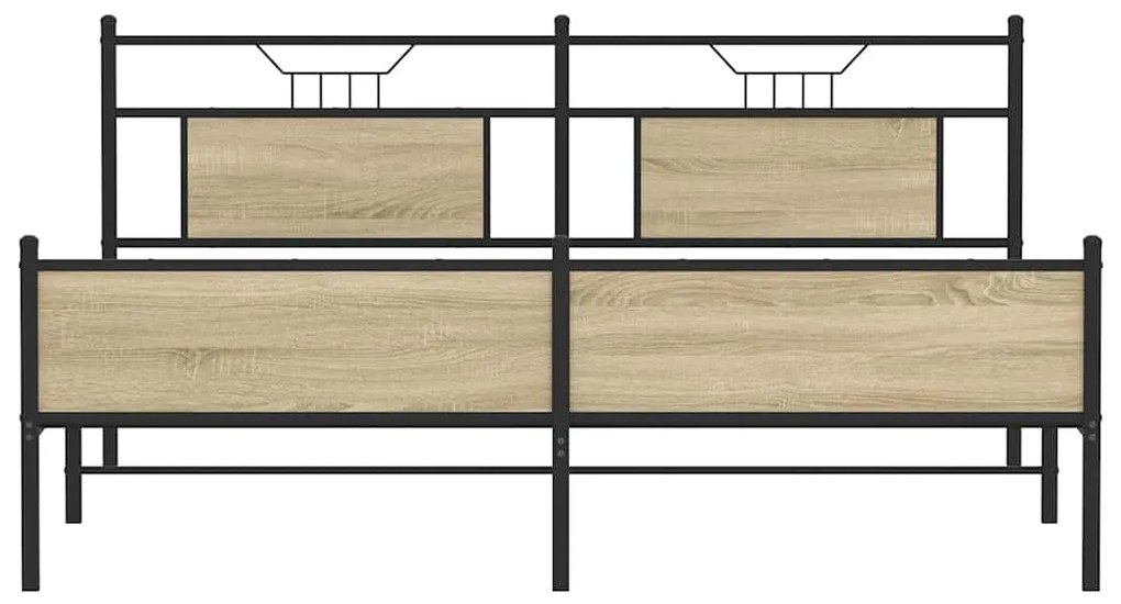 Estrutura de cama sem colchão 183x213cm metal carvalho sonoma
