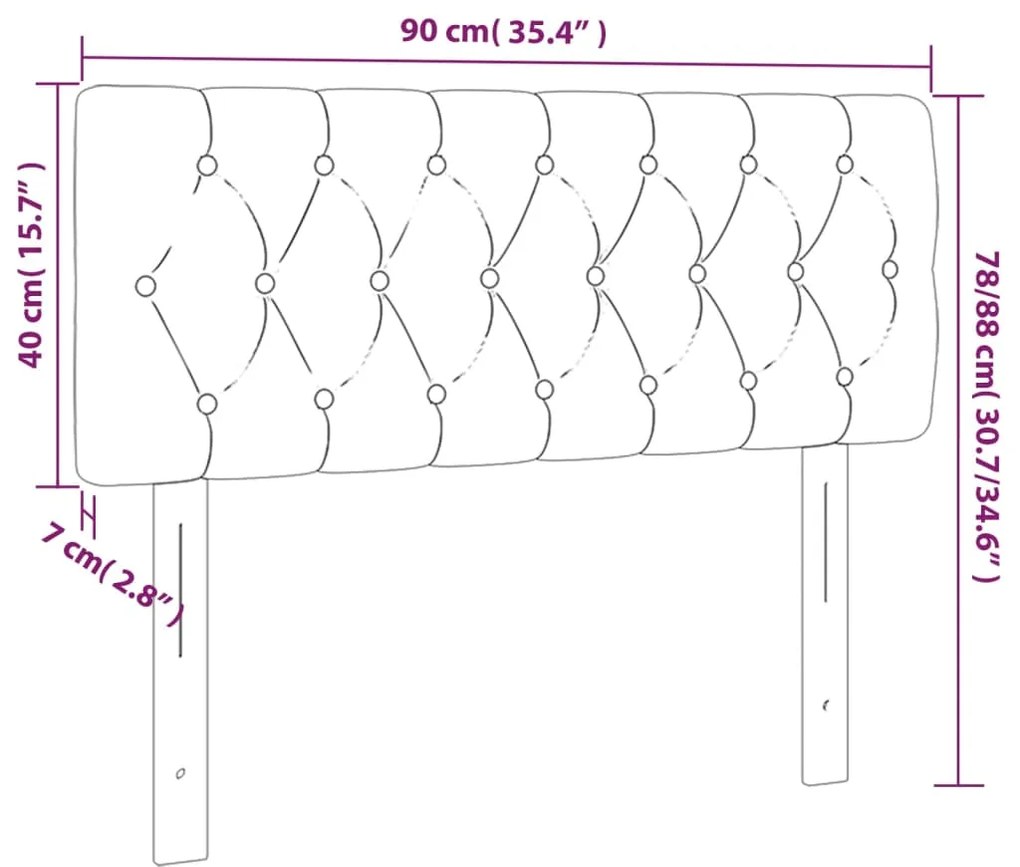 Cabeceira de cama tecido 90x7x78/88 cm cinzento-escuro