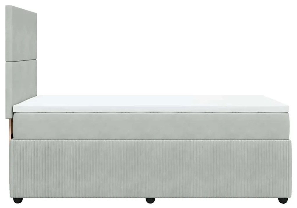 Cama com molas/colchão 100x200 cm veludo cinza-claro