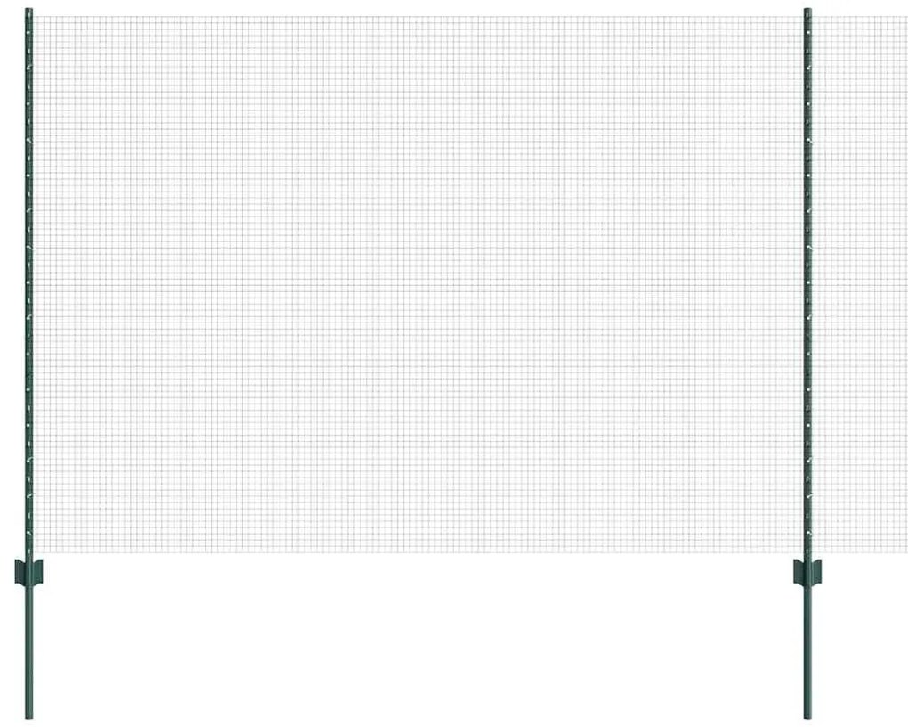 Cerca de Arame Soldado com 5 Estacas U Verde 1,6x10 m Aço