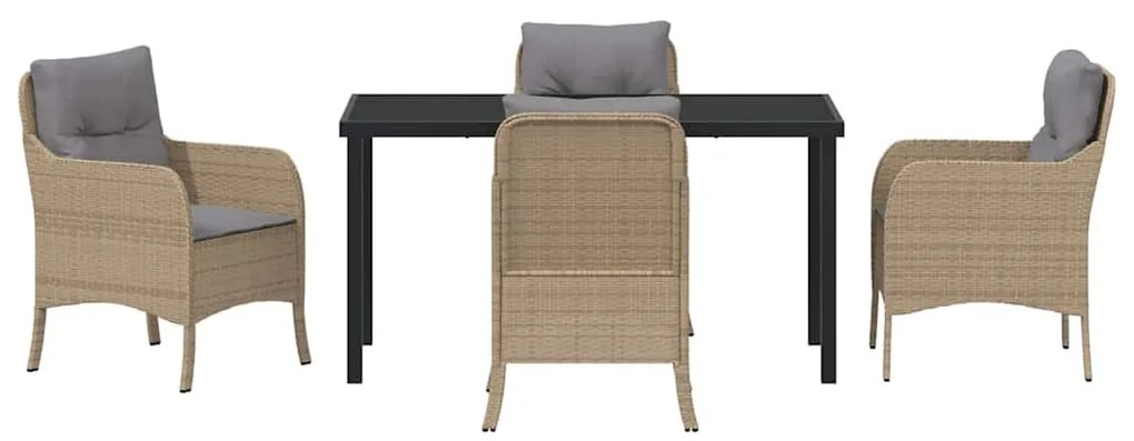 Conjunto de Jantar de Jardim com Almofadas Bege Vime PE