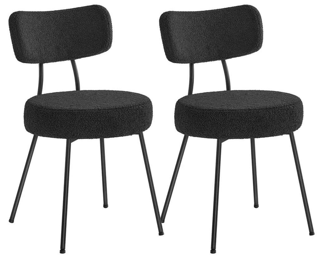 Conjunto de 2 cadeiras de sala de jantar com superfície em velo Pretas