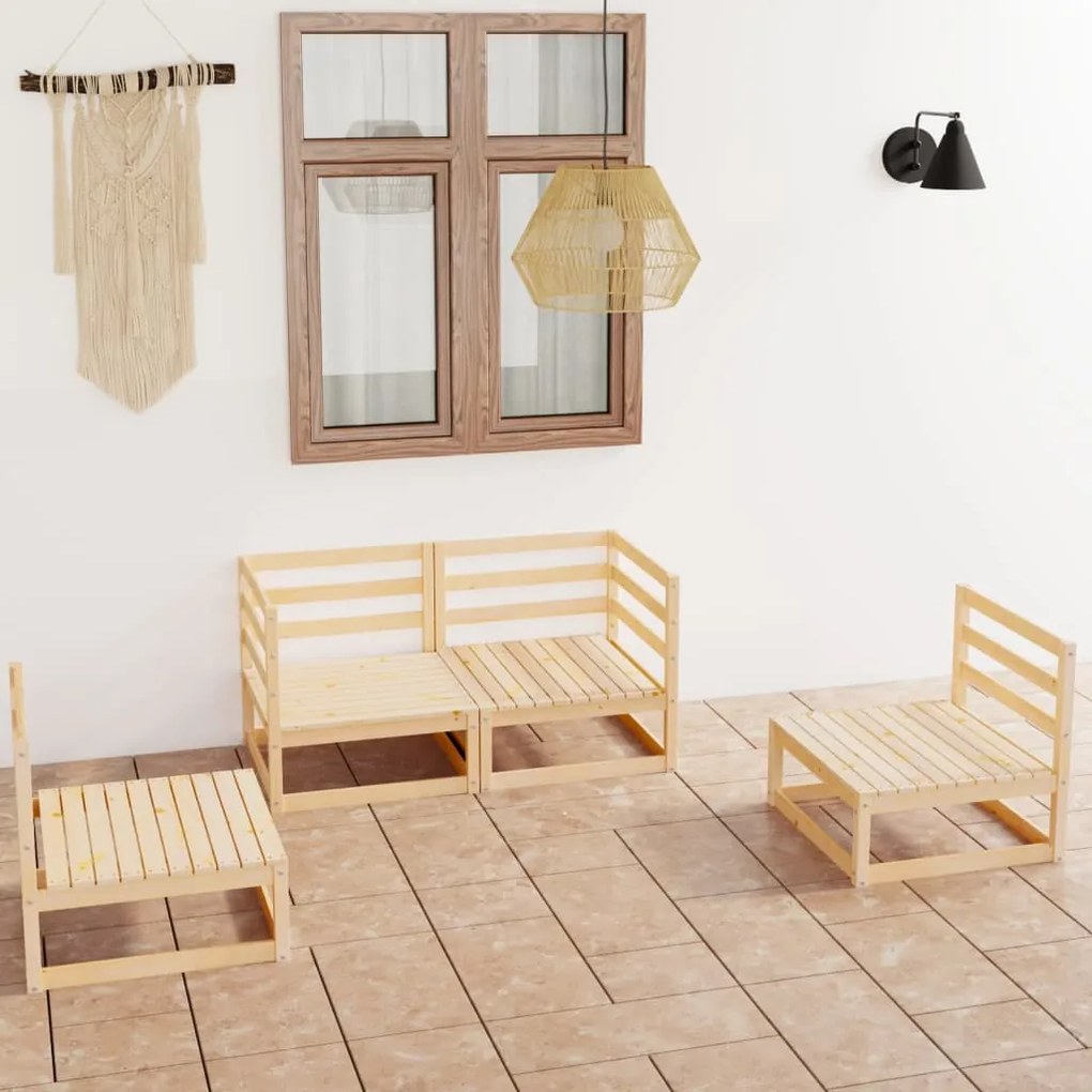 vidaXL 4 pcs conjunto lounge de jardim pinho maciço