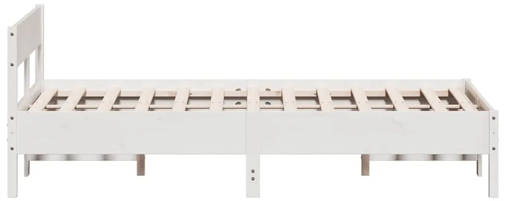 Cama sem colchão 140x200 cm madeira de pinho maciça branco
