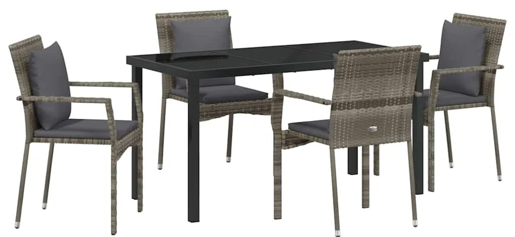 Conjunto de Cadeiras de Jardim 5 pcs Cinzeto 140 x 70 x 73 cm