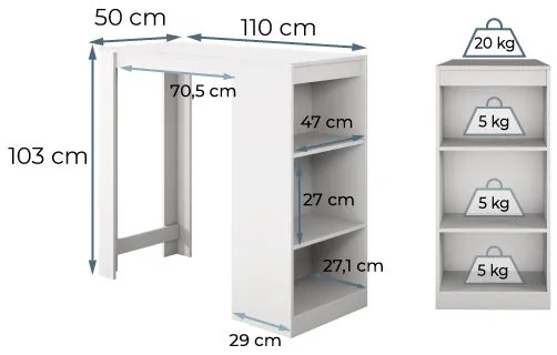 Mesa alta Kala (110cm) blanco