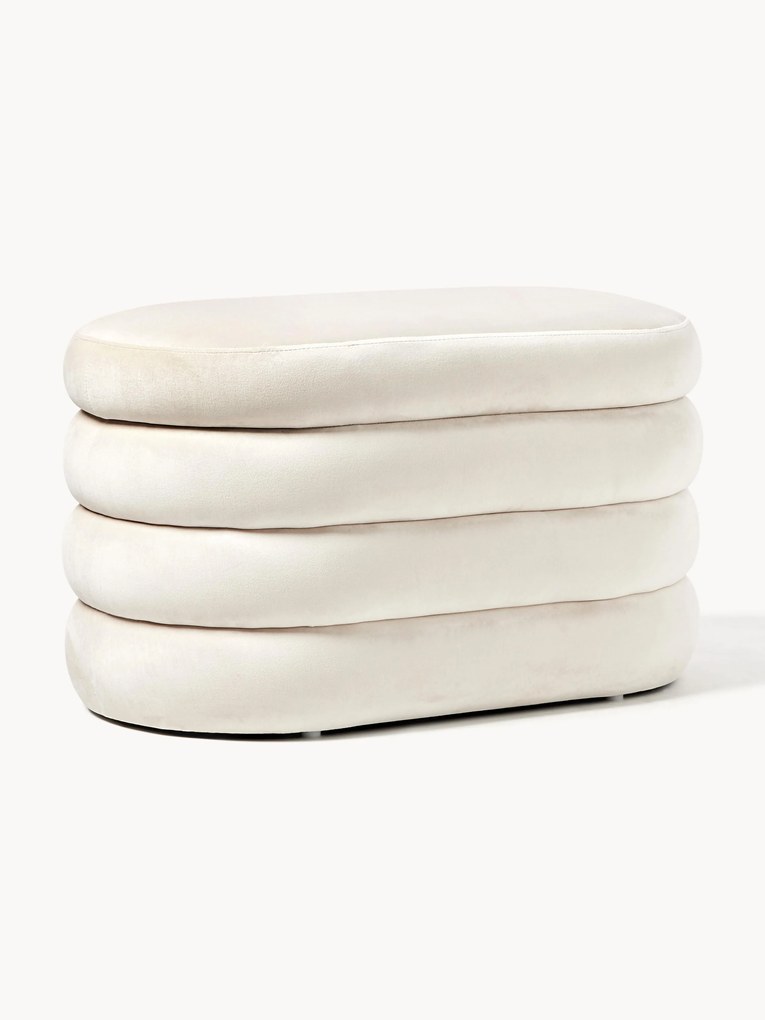 Banco estofado em veludo pequeno com arrumação Alto