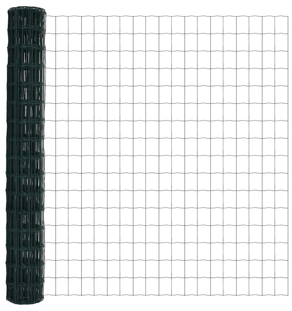 Cerca Euro com 7 postes pontudos, 1,6 x 10 m, em aço galvanizado verde