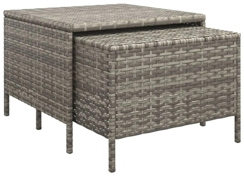 4 pcs conjunto lounge de jardim c/ almofadões vime PE cinzento