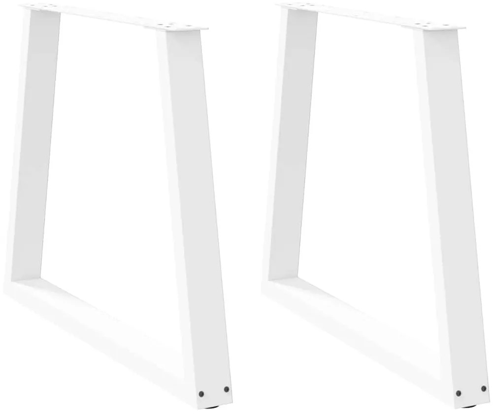 Mesa de jantar pernas 2pcs forma de V 80x(72-73,3)cm aço branco