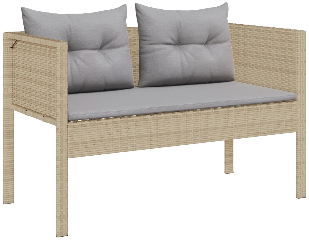 Conjunto de Sofás para Exterior Bege e Cinza Claro Rattan, Tecido