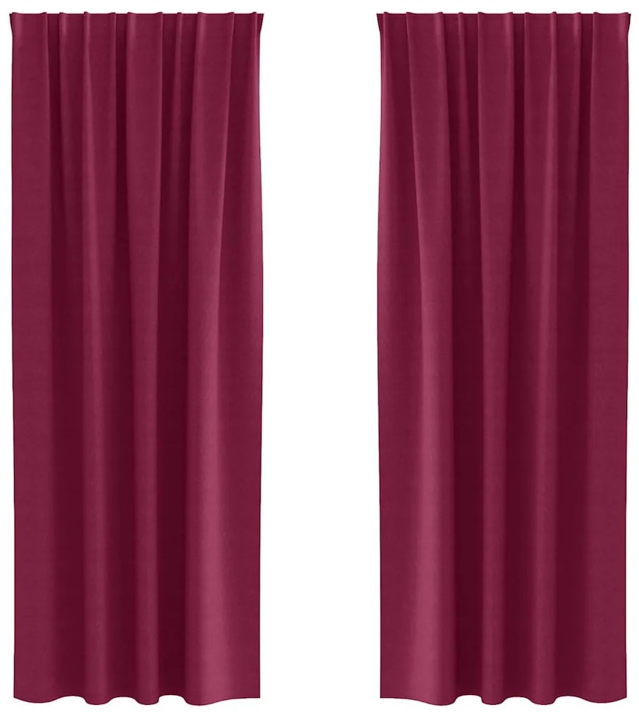 Cortinas 2 pcs Vinho Vermelho 260 x 140 cm Poliéster