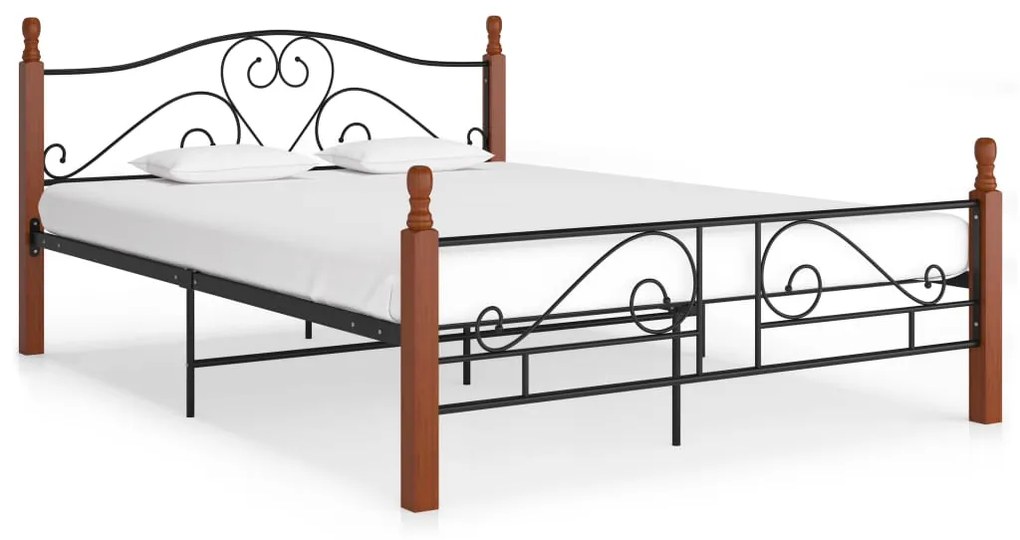 vidaXL Estrutura de cama em metal preto 160x200 cm