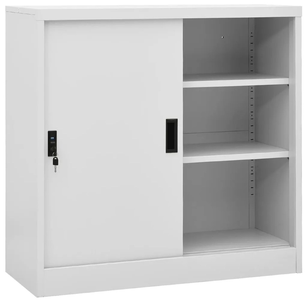 Armário escritório porta deslizante 90x40x90 cm aço cinza-claro
