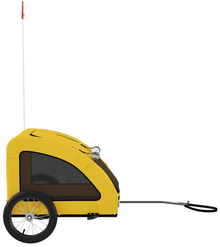 Reboque bicicleta p/ animais tecido oxford/ferro amarelo