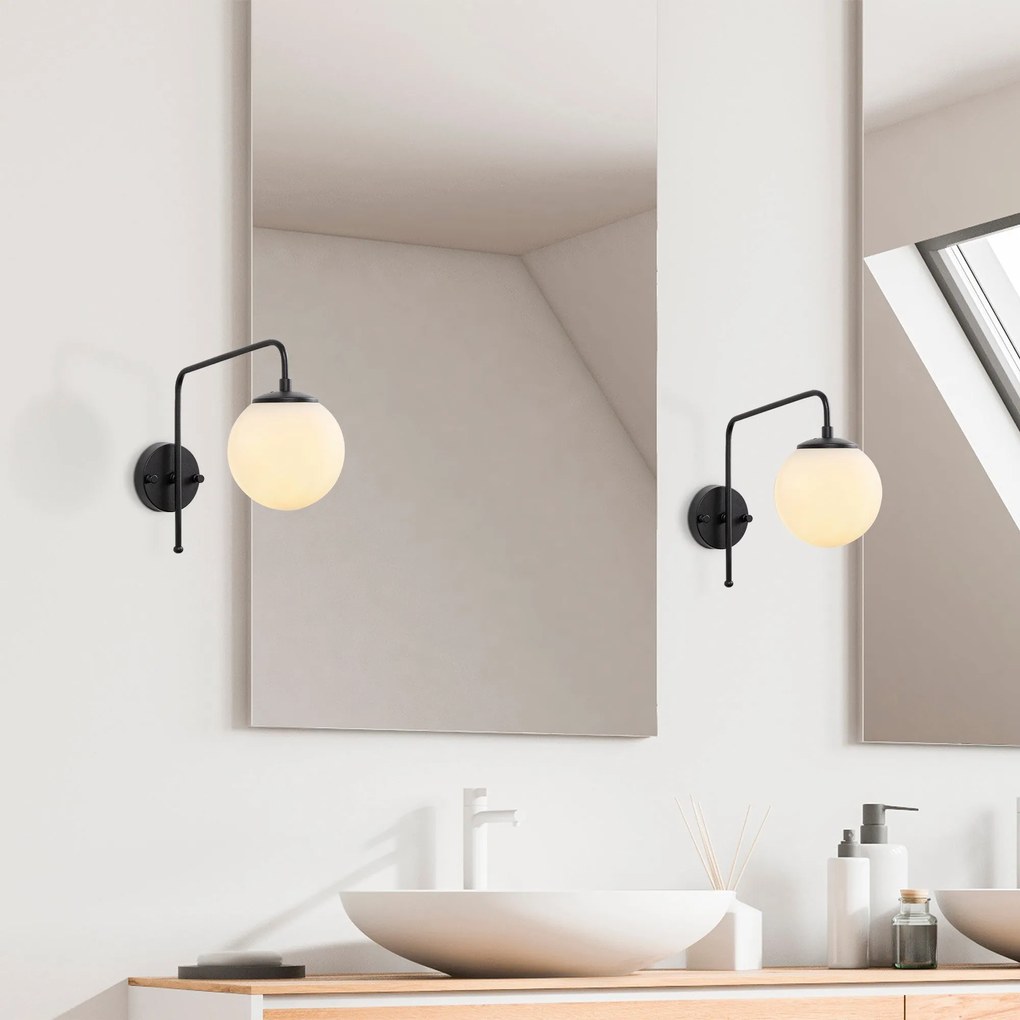 Candeeiro de Parede Viran – Preto/Branco – 15 x 32 x 32 cm