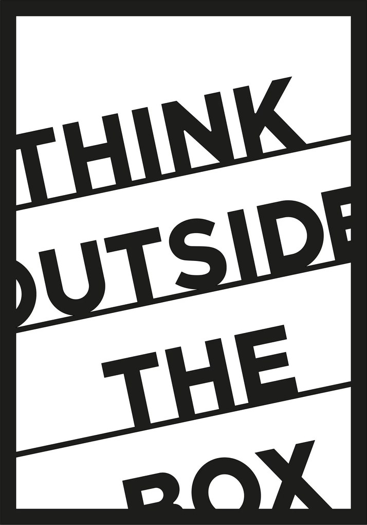 Acessório de Parede Decorativo Think Outside The Box – Preto – 35 x 50