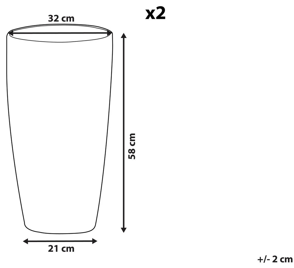 Conjunto de 2 vasos para plantas com efeito de mármore branca 32 x 32 x 58 cm LIMENARI Beliani