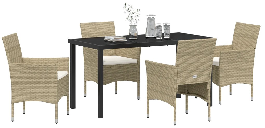 Conjunto de Jantar de Jardim 5 peças Bege Rattan PE